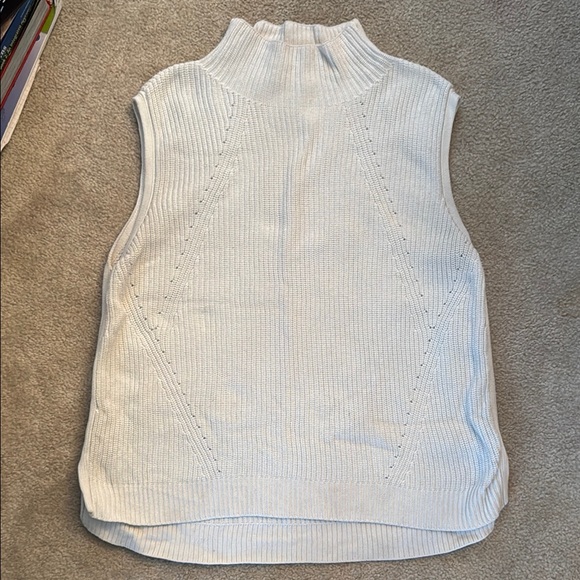 White House Black Market Tops - White House Black Market Cream Ribbed Sleeveless Turtleneck Tank Sweater/top